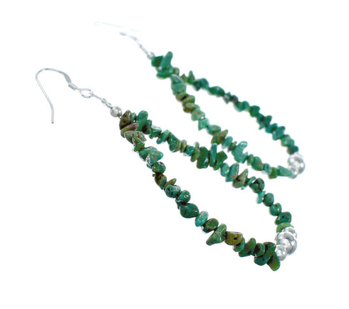 Navajo Turquoise Bead Sterling Silver Hook Dangle Earrings X10090
